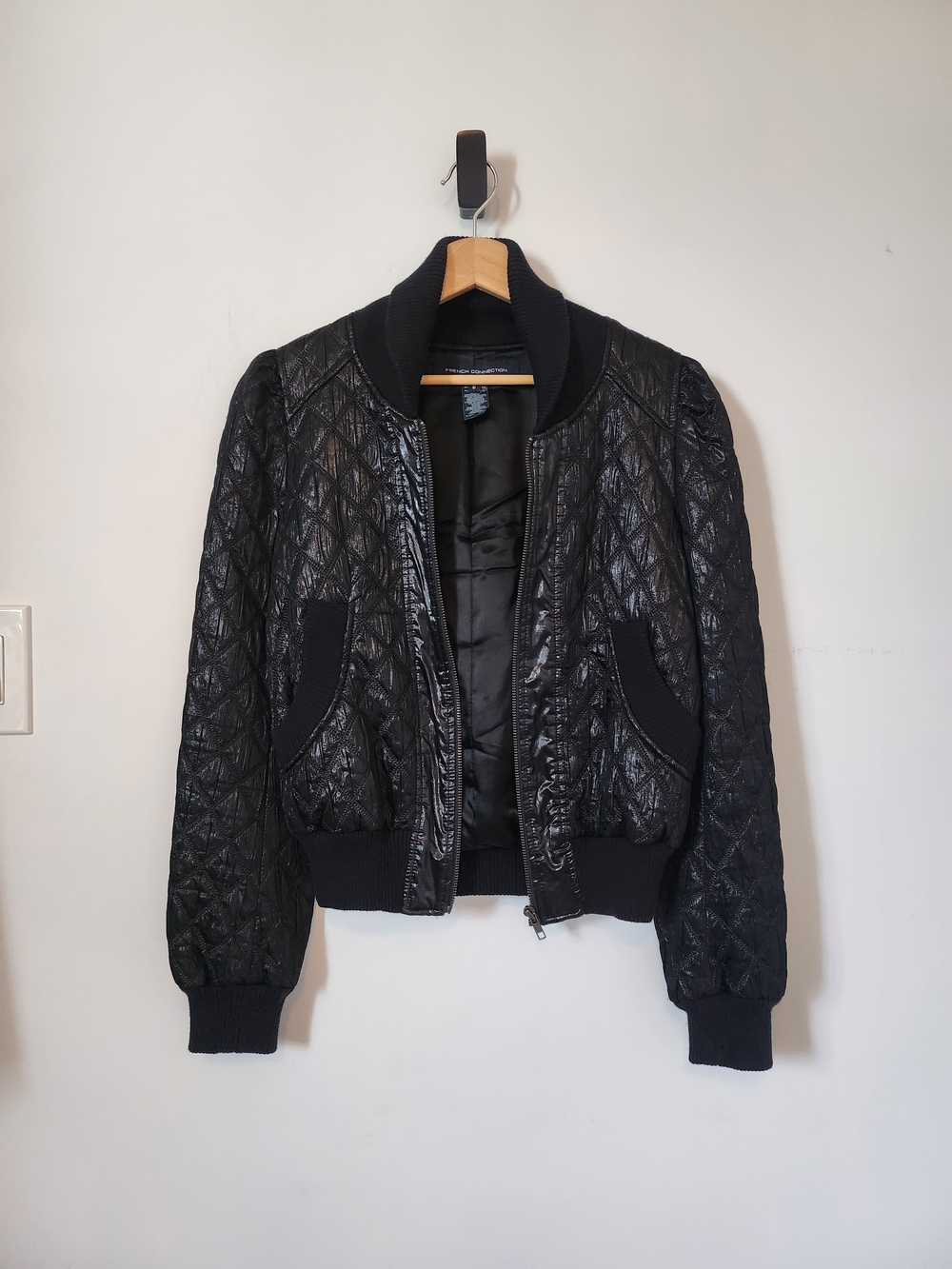 French Connection Quilted Black Women's Bomber Jacket - Unbranded